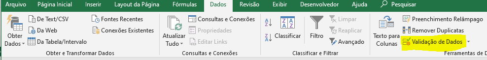 Menu - Como fazer caixa de seleção no Excel