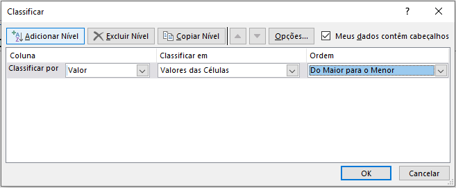 Como colocar no Excel em ordem Decrescente 02 - Como colocar no Excel em ordem Decrescente