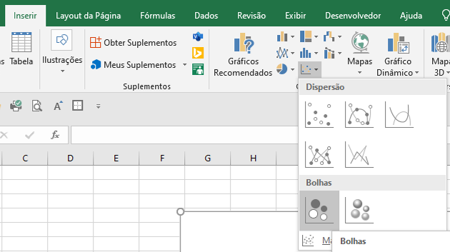 Como fazer grafico de bolhas no Excel 02 - Como fazer gráfico de bolhas no Excel