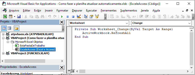 Como fazer a planilha atualizar automaticamente 02 - Como fazer a planilha atualizar automaticamente