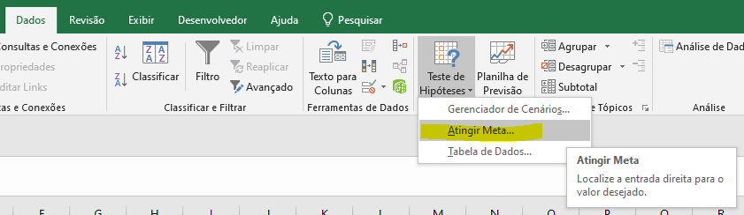 Como fazer atingir meta no Excel 01 - Como fazer atingir meta no Excel