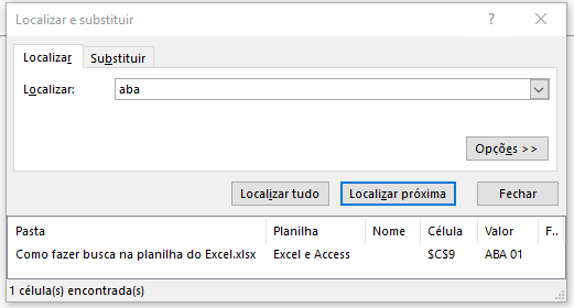 Como fazer busca na planilha do Excel 03 - Como fazer busca na planilha do Excel