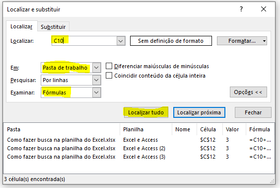 Como fazer busca na planilha do Excel 04 - Como fazer busca na planilha do Excel