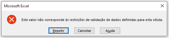 Como fazer no Excel validacao de dados 03 - Como fazer no Excel validação de dados