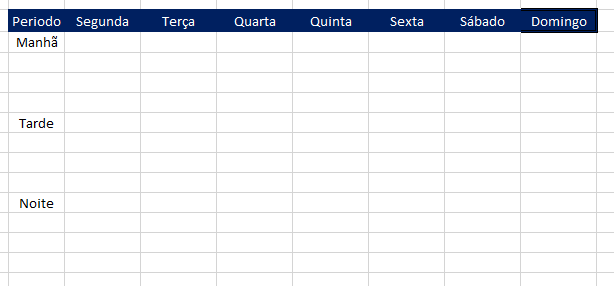 Planilha para organizar a semana 03 - Planilha para organizar a semana