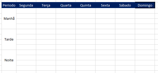 Planilha para organizar a semana 04 - Planilha para organizar a semana